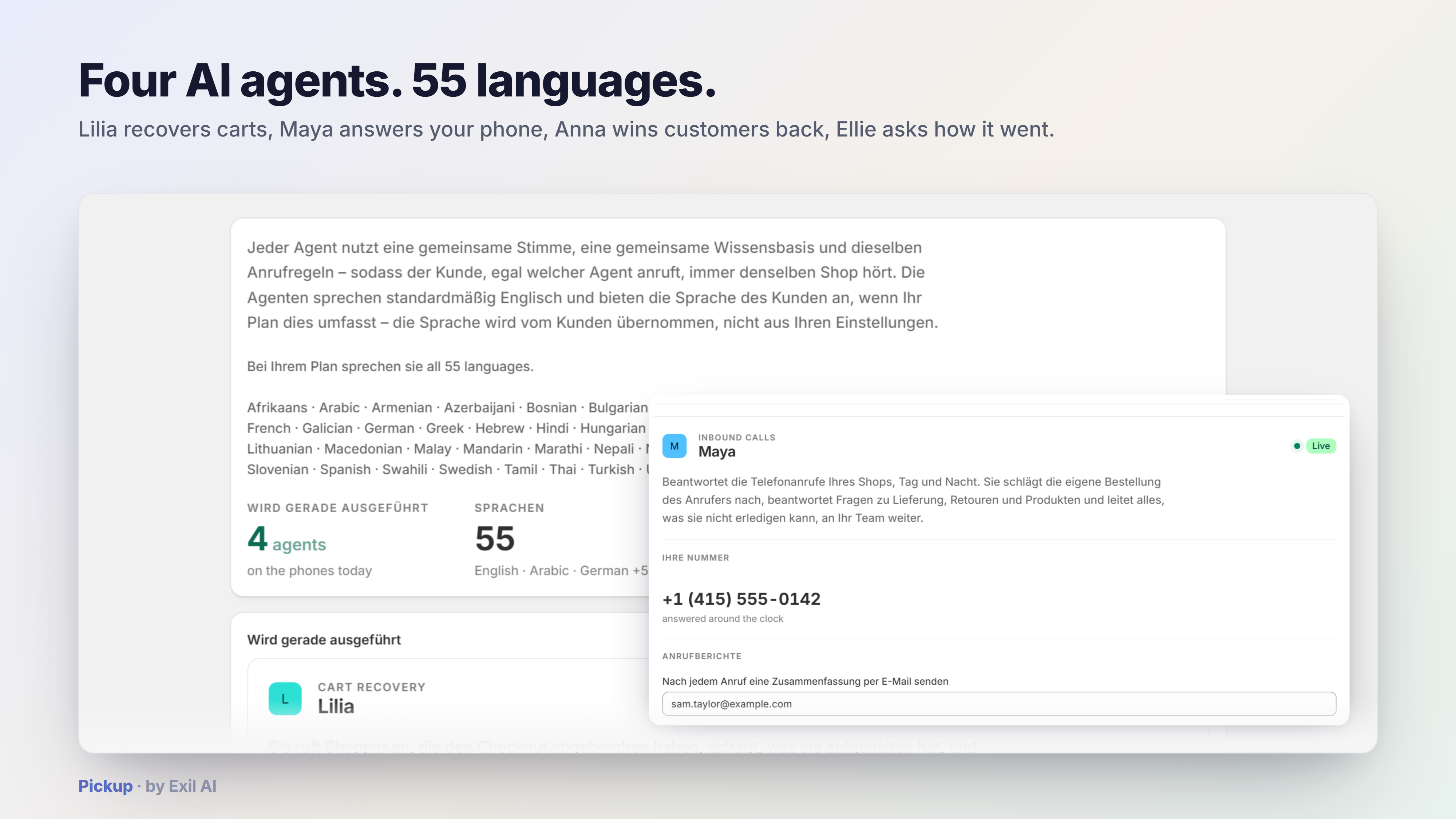 Pickup AI voice agents — named and multilingual